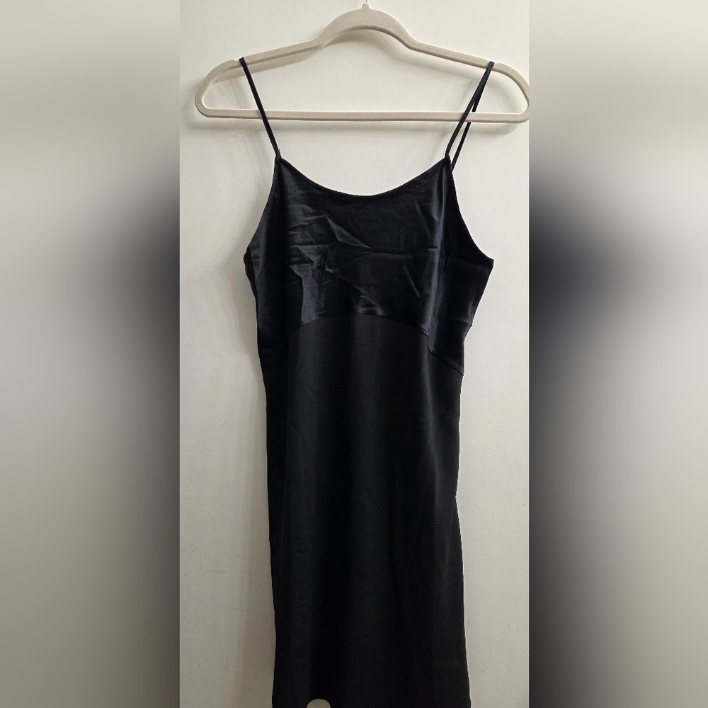 Ginia Black Satin V-Neck Slip